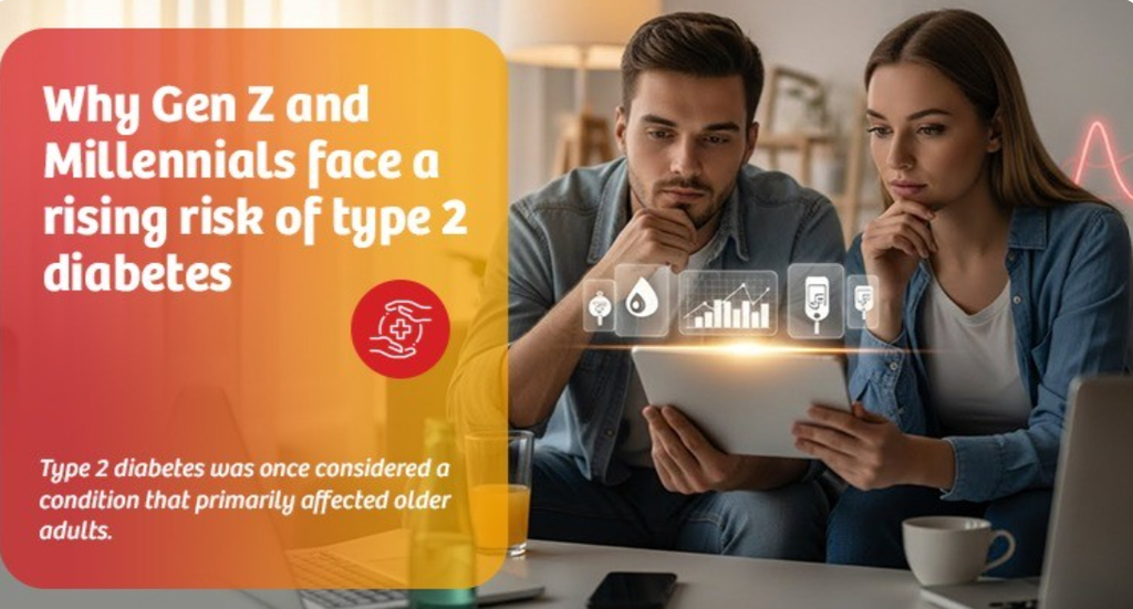 the image shows the reason behind increasing rate of diabetes type 2 in young people 